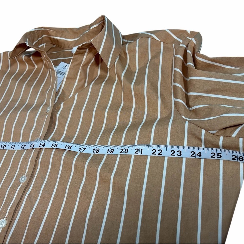 J Jill Womens Long Sleeve Button Up Striped Shirt Size Small Brown White - Picture 8 of 8